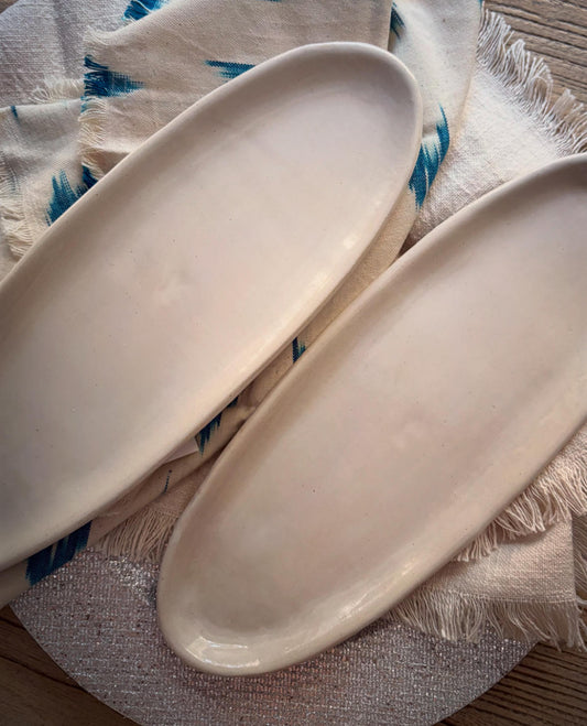 The Farm Collection | Opal White Oval Serving Plates | Tor Pottery