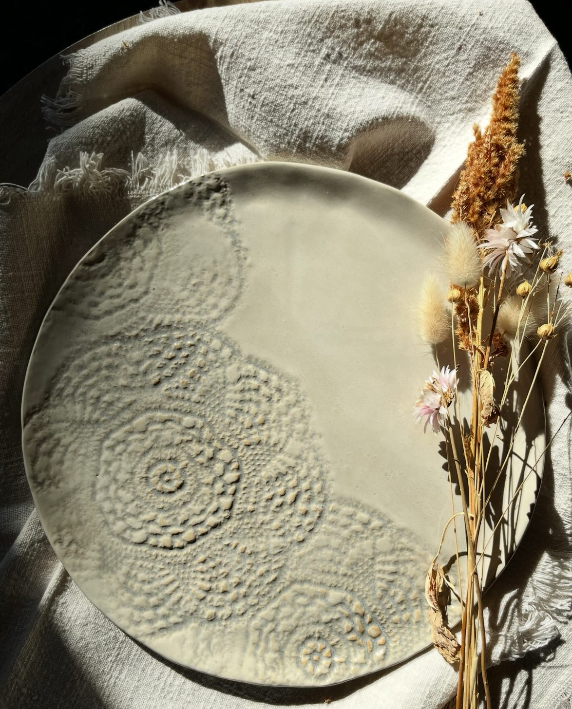 The Lace Collection | White Plate | Tor Pottery