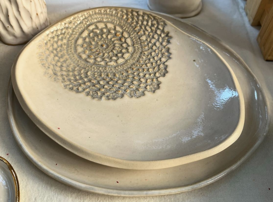 The Lace Collection | White Plate & Bowl Set | Tor Pottery