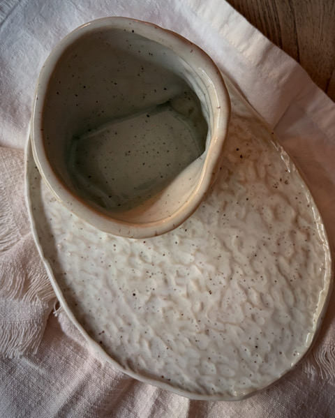 The Mar Collection | Pyrite White Pebble Dash Coffee Mug | Tor Pottery