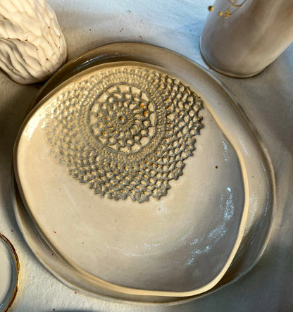 The Lace Collection | Small White Plate & Bowl Set | Tor Pottery
