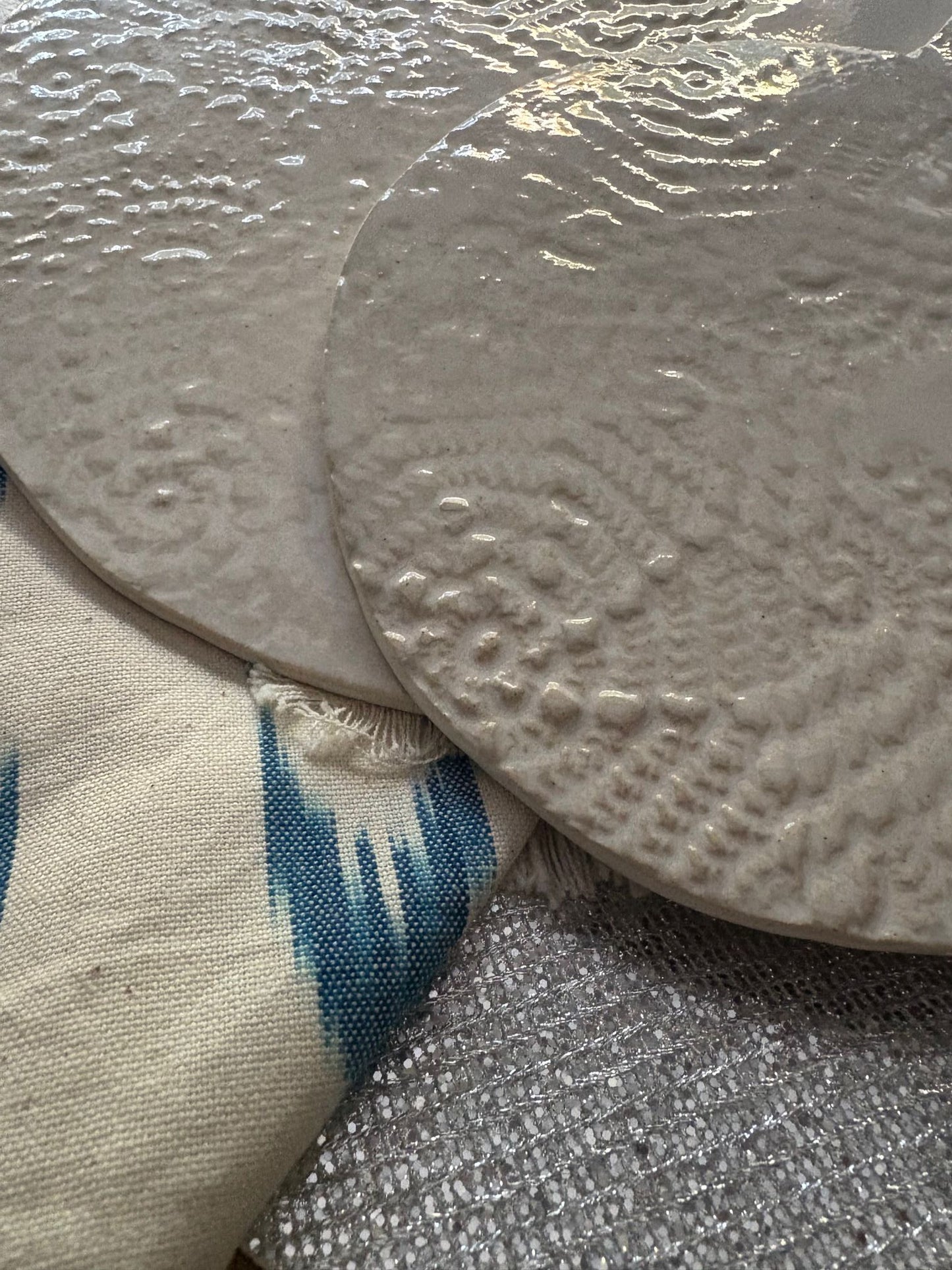 The Lace Collection | White Glazed Platter Set | Tor Pottery | detailed image of platters