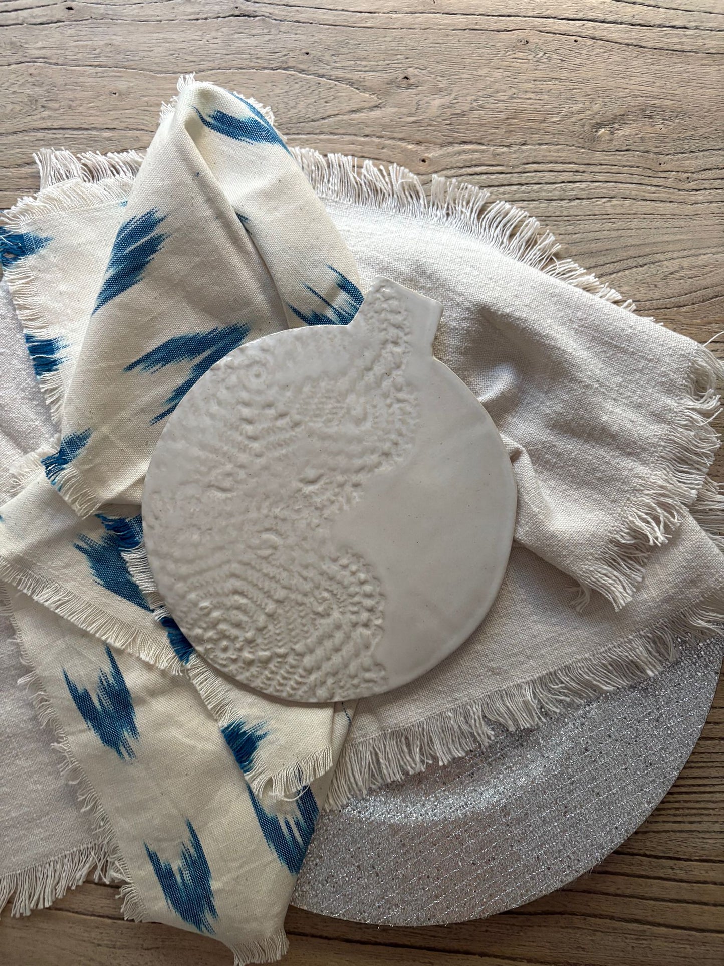 The Lace Collection | Small White Glazed Platter Set | Tor Pottery