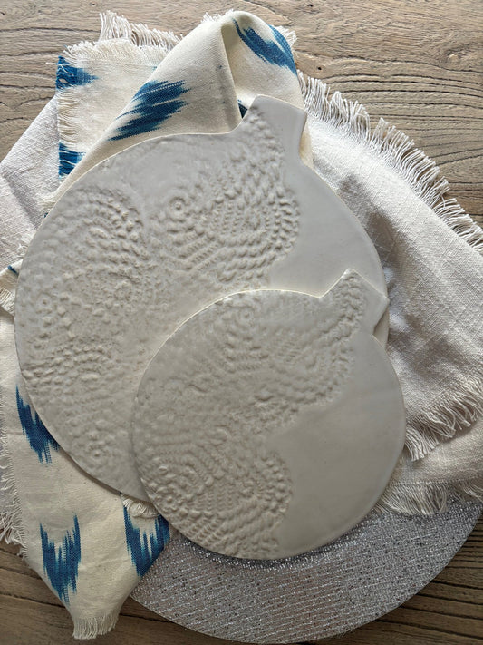The Lace Collection | White Glazed Platter Set | Tor Pottery