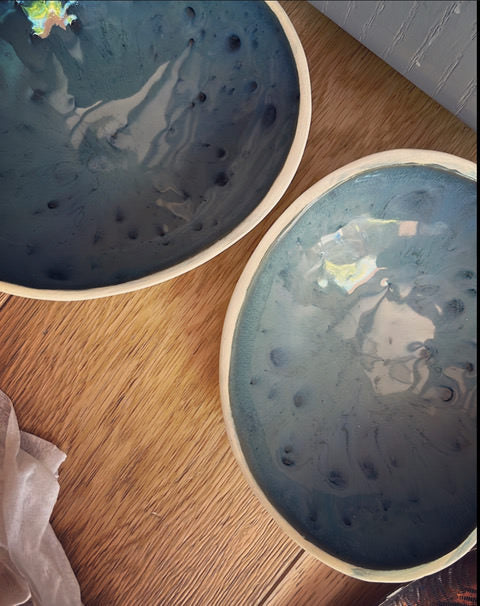 Two Signature Bowls | Peacock Blue | Tor Pottery